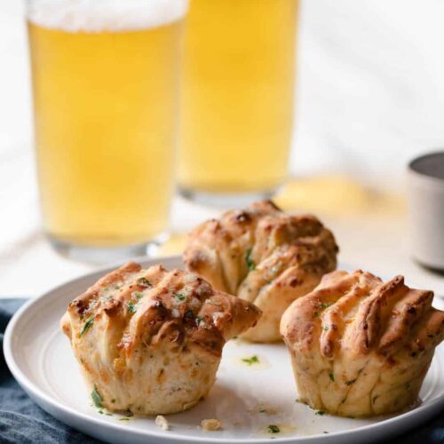 Beer Bread Fantail Muffins served with pilsner beer