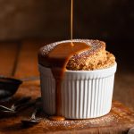 Gingerbread Souffle with a butterscotch sauce topping