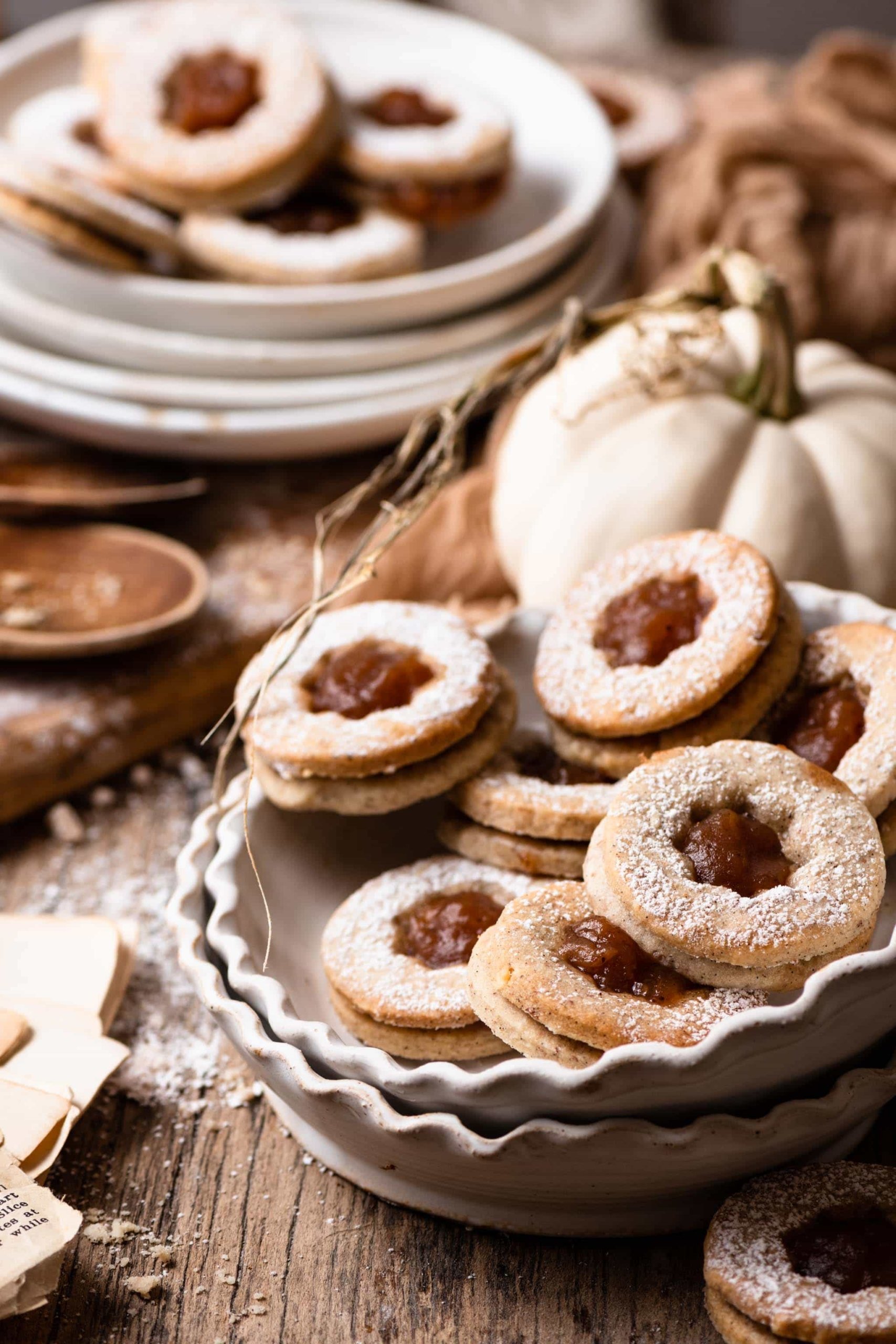 Linzer Sandwich Cookies made with homemade apple butter