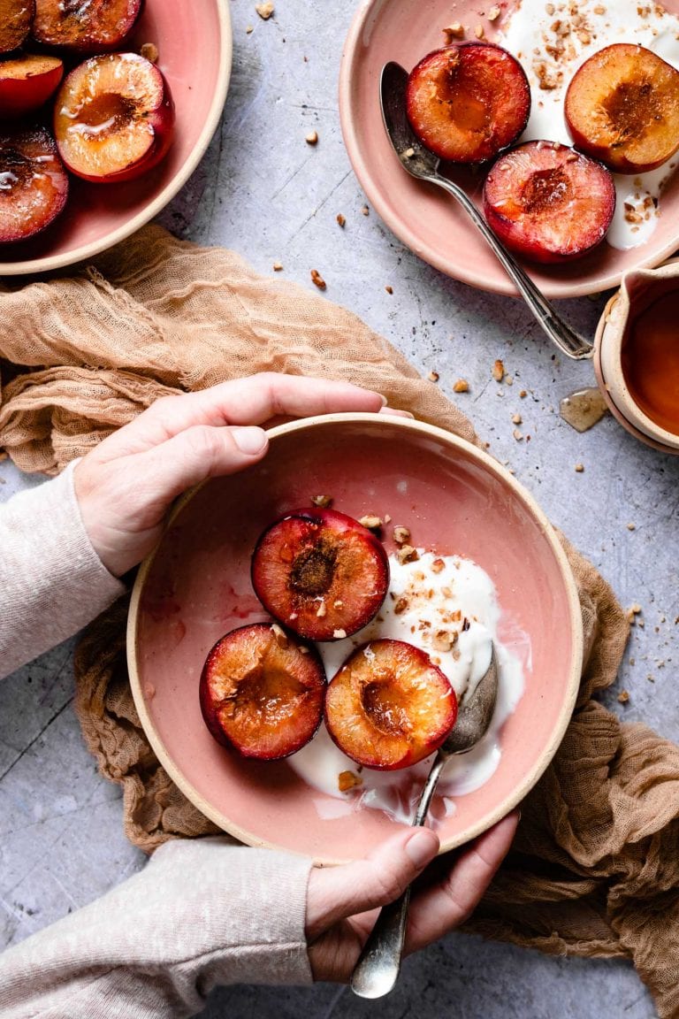 Roasted Plums Plum Puree Two Cups Flour