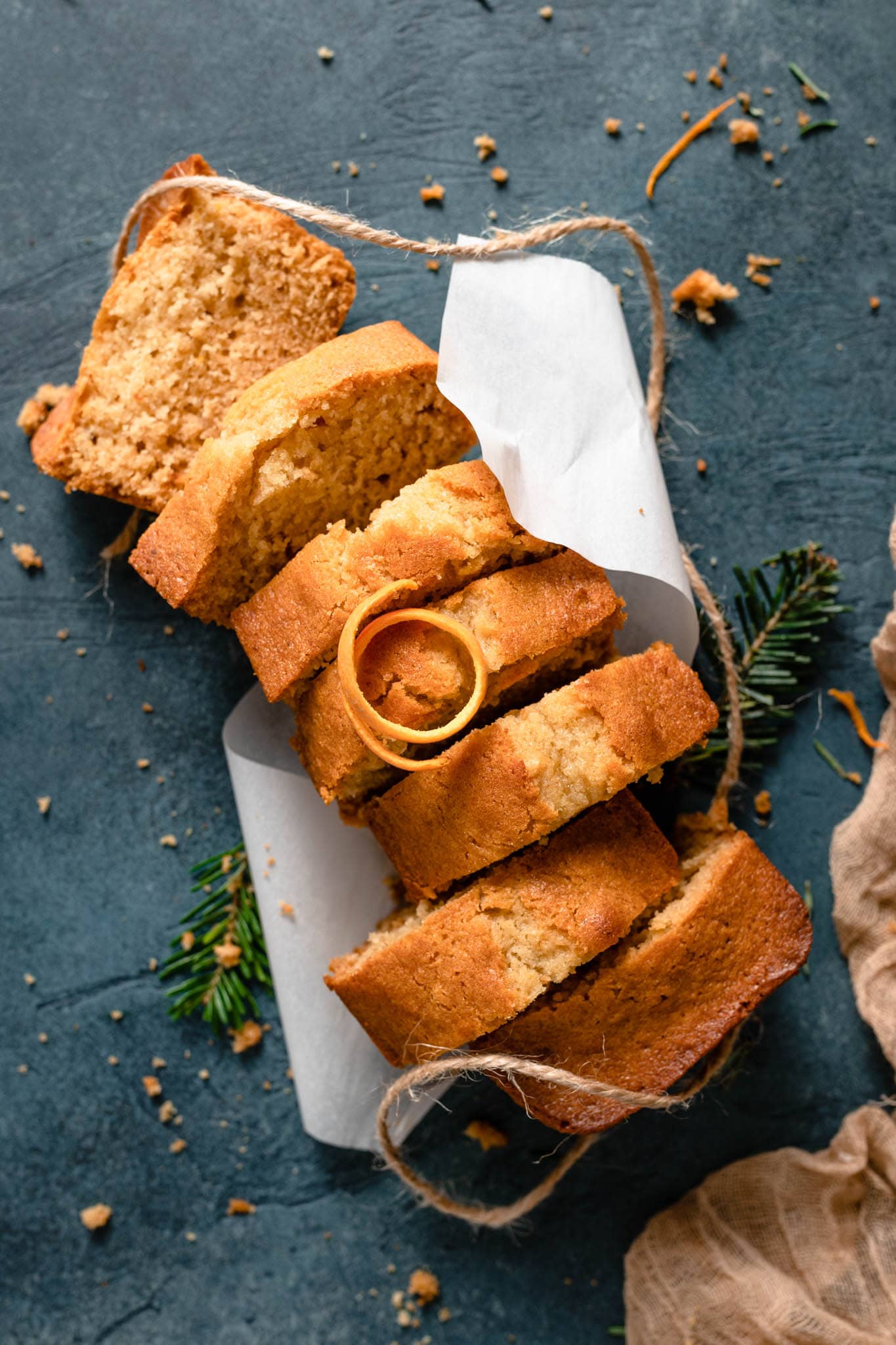 Sliced mini loaf orange ginger honey cakes.