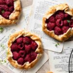 Raspberry Pies made with short crust pastry and mint.