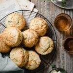 Mixed Herb Cheese Scones Recipe served with beer.