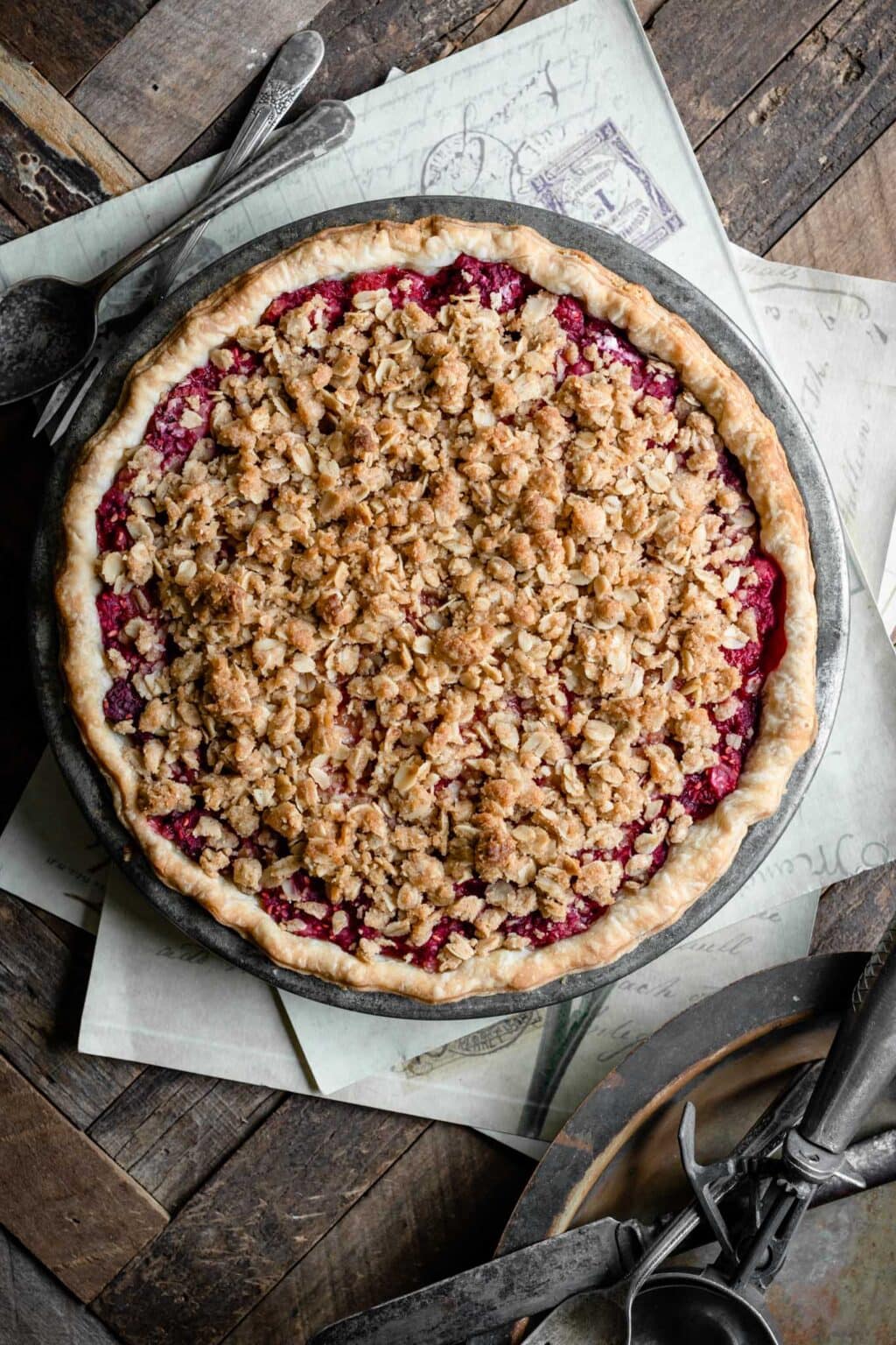 Raspberry Crumble Pie - Two Cups Flour