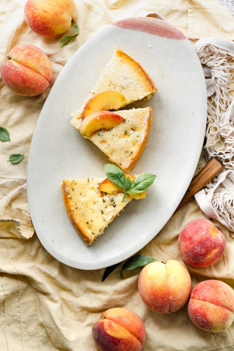 Basil Peach Ricotta Cake Two Cups Flour