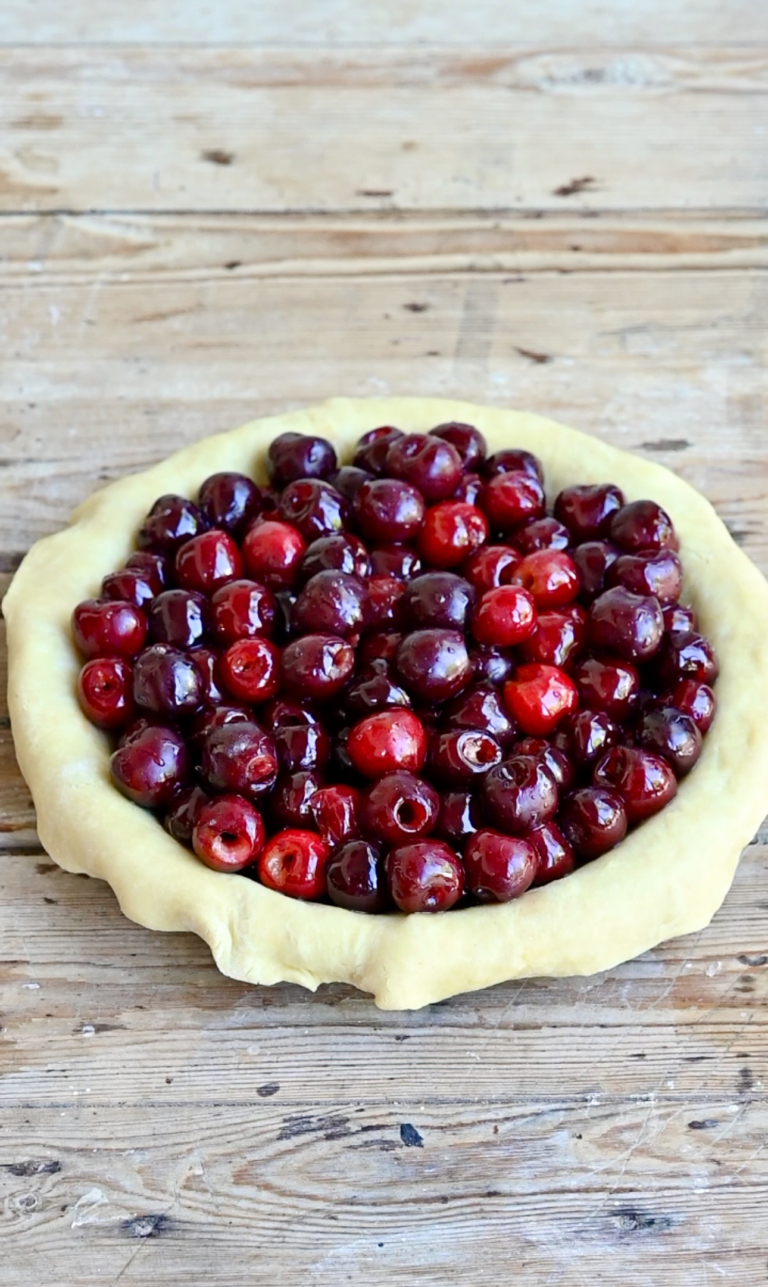 Thick Filling Fresh Cherry Pie with Homemade Crust - Two Cups Flour